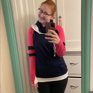 Filly Flair Pink & Navy Hoodie Sweatshirt Size Medium